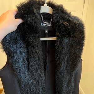 Fur blazer vest, express beautiful black fur